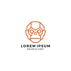 Obraz premium geometric monkey chimp head face robot cyborg logo