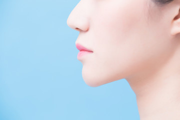 close up of woman chin