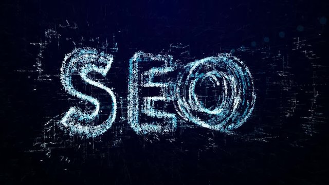 word Seo. Beginning of the transmission or the show. Tech header made up of small numbers and symbols