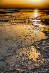 the sunset reflex  in the  salt   lake