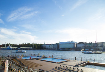 Landscape of the sea pool on helsinki port