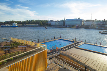Landscape of the sea pool on helsinki port