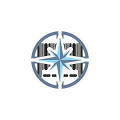 Barcode Compass Logo Icon Design