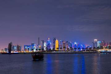 Doha Qatar as seen from the sea 
