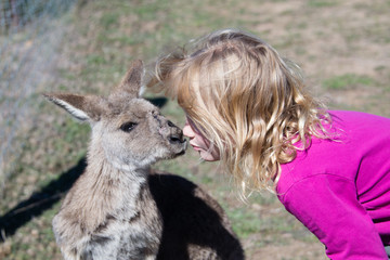 Girl Kissing Kangaroo