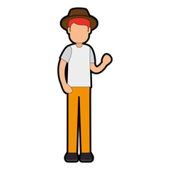 man gardener with hat avatar character vector illustration design