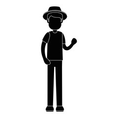 man gardener with hat avatar character vector illustration design