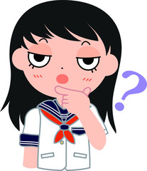 ロングヘアー・セーラー服のおてんば女子生徒　？