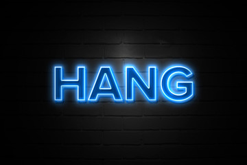 Hang neon Sign on brickwall