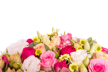 Composition of fresh flowers, isolated background