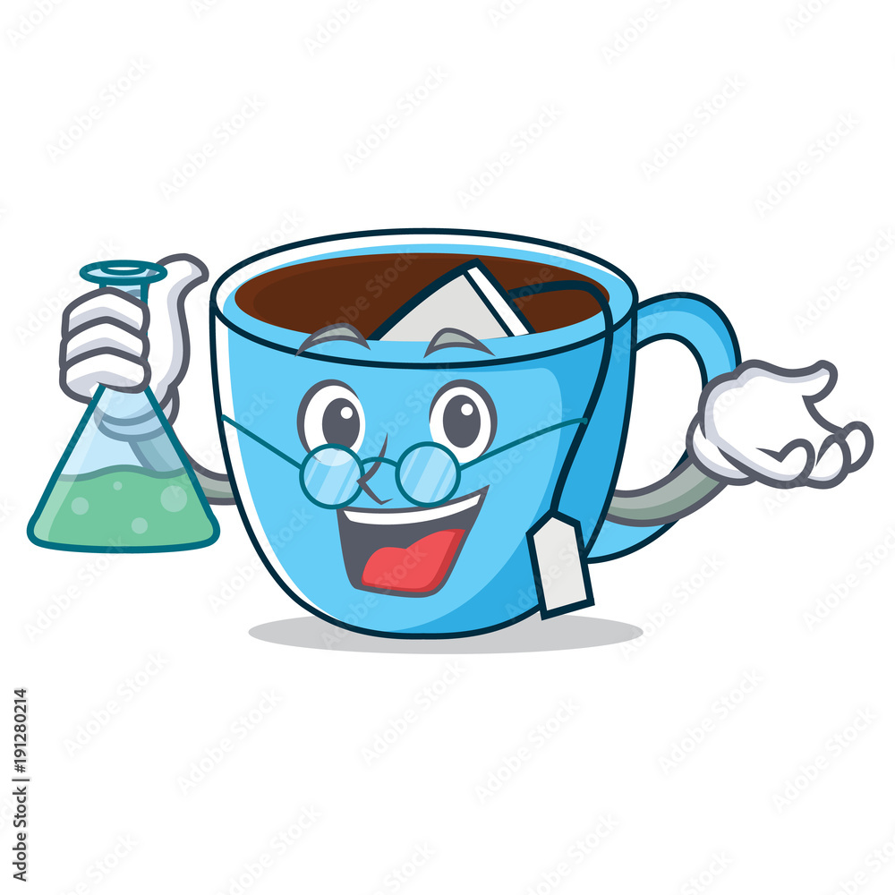 Poster Professor tea cup character cartoon