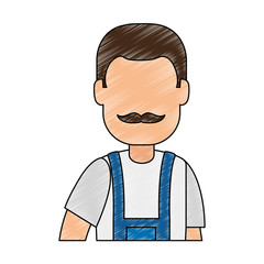 man gardener with overalls avatar character vector illustration design