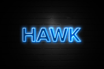 Hawk neon Sign on brickwall