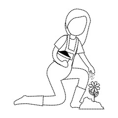 woman gardener planting avatar character vector illustration design