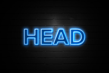 Obraz premium Head neon Sign on brickwall