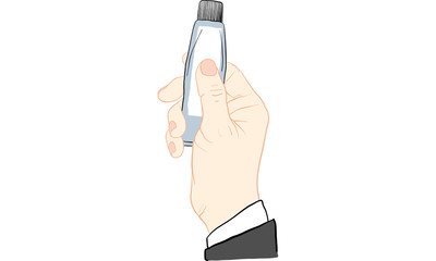 hand holding tube of cream vector