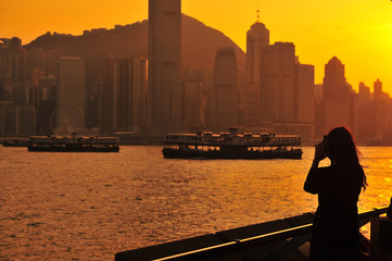 Hong Kong Cityscape at Sunset 