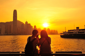 Hong Kong Cityscape at Sunset 