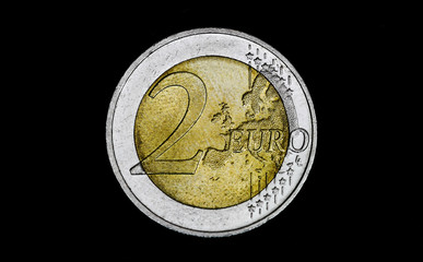 Zwei Euro Münze im Detail