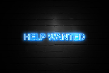 Help Wanted neon Sign on brickwall