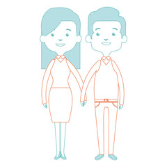 cute mother and father couple characters vector illustration design