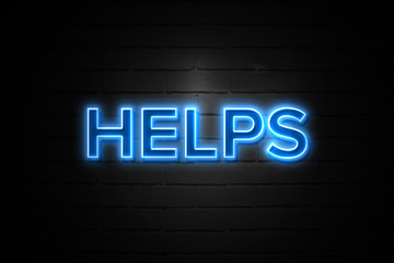 Obraz premium Helps neon Sign on brickwall