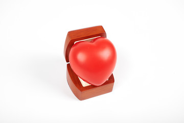 Heart in a box for rings, isolated on a white background. Gift for St. Valentine's Day