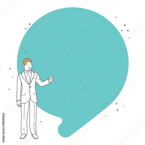 businessman shows a quotes vector illustration line art design cool text message art