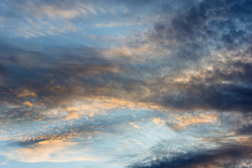 sky with clouds and sun. A textured background.Copy paste place