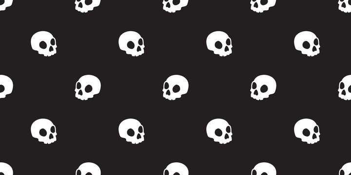 Skull seamless pattern Halloween vector bone isolated ghost face wallpaper background black