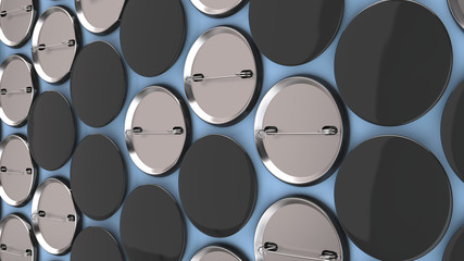 Blank black badges on blue background