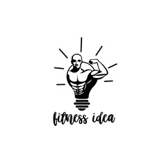 Minimal logo of a man being in bulb vector illustration