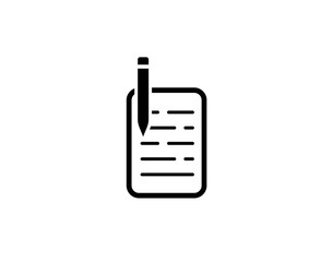 Write a note icon , pen and paper icon, document writing icon 