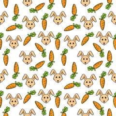 Fotobehang cute rabbit and carrot seamless pattern © twelve.std