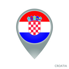 Map pointer with flag of Croatia. Gray abstract map icon. Vector Illustration.