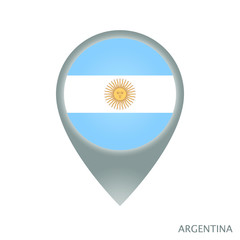 Map pointer with flag of Argentina. Gray abstract map icon. Vector Illustration.
