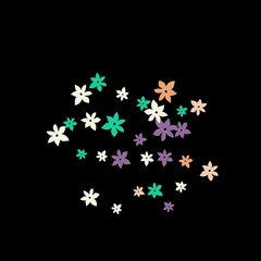 Festive Background with Colorful  flowers. Feminine Pattern for Postcard, Print, Banner or Poster. Small Pretty  flowers For Party Decoration, Wedding, Birthday or Anniversary Invitation. 
