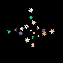 Festive Background with Colorful  flowers. Feminine Pattern for Postcard, Print, Banner or Poster. Small Pretty  flowers For Party Decoration, Wedding, Birthday or Anniversary Invitation. 
