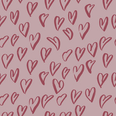 Vector seamless pattern with grunge hearts. Happy Valentines Day background. Vector illustration.