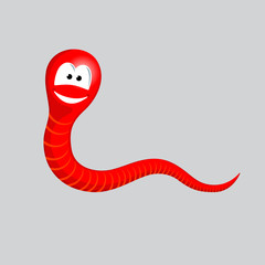 Fototapeta premium Smiling cartoon red snake or worm vector