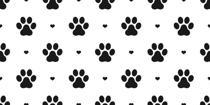 Dog Paw Seamless pattern vector heart valentine isolated Cat Paw puppy kitten wallpaper background
