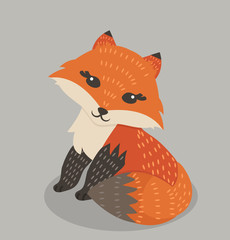 Cute orange  fox cartoon Illustration