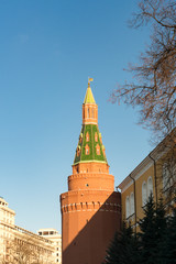 Fototapeta premium tower of Moscow Kremlin in sunny day
