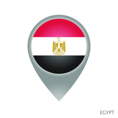 Map pointer with flag of Egypt. Gray abstract map icon. Vector Illustration.
