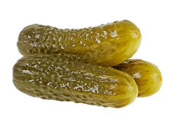 Pickled cucumbers. Gherkins on a white background.