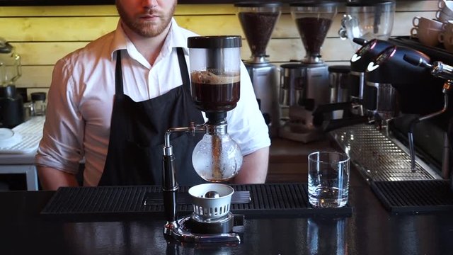 Syphon alternative coffee brew style in process