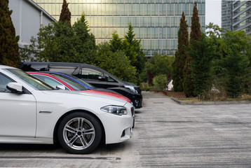 Side view of parking lot.