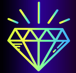 Bright neon diamond - icon of luxury and wealth