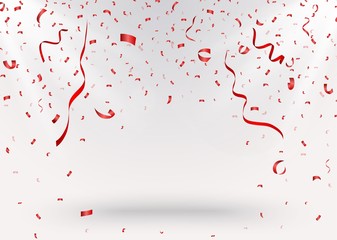 Celebration background with red confetti