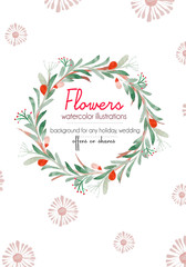 Watercolor wreath: hand painted floral wreath clipart / Wedding invitation clip art / commercial use